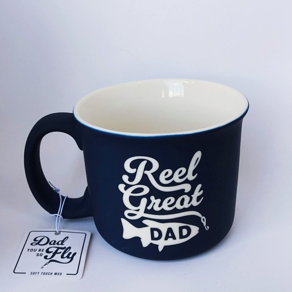 'Reel Great Dad' Soft Touch Large Coffee Mug 20oz Fisherman Gift